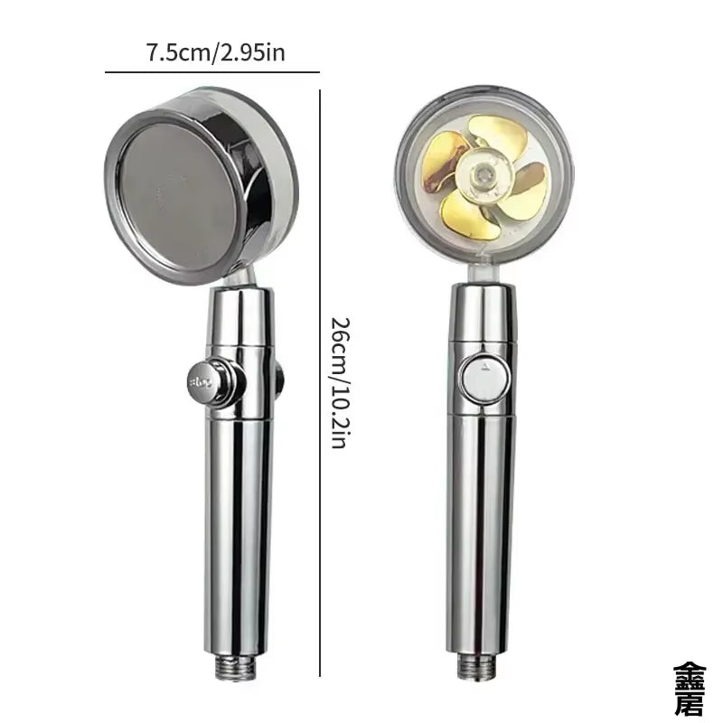 Pressurized Shower Head Water Saving 360 Rotating Twin Turbo Pressurized Propeller Fan Shower Head Bathroom Accessories